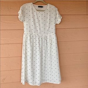 Roolee polka dot black and white midi dress